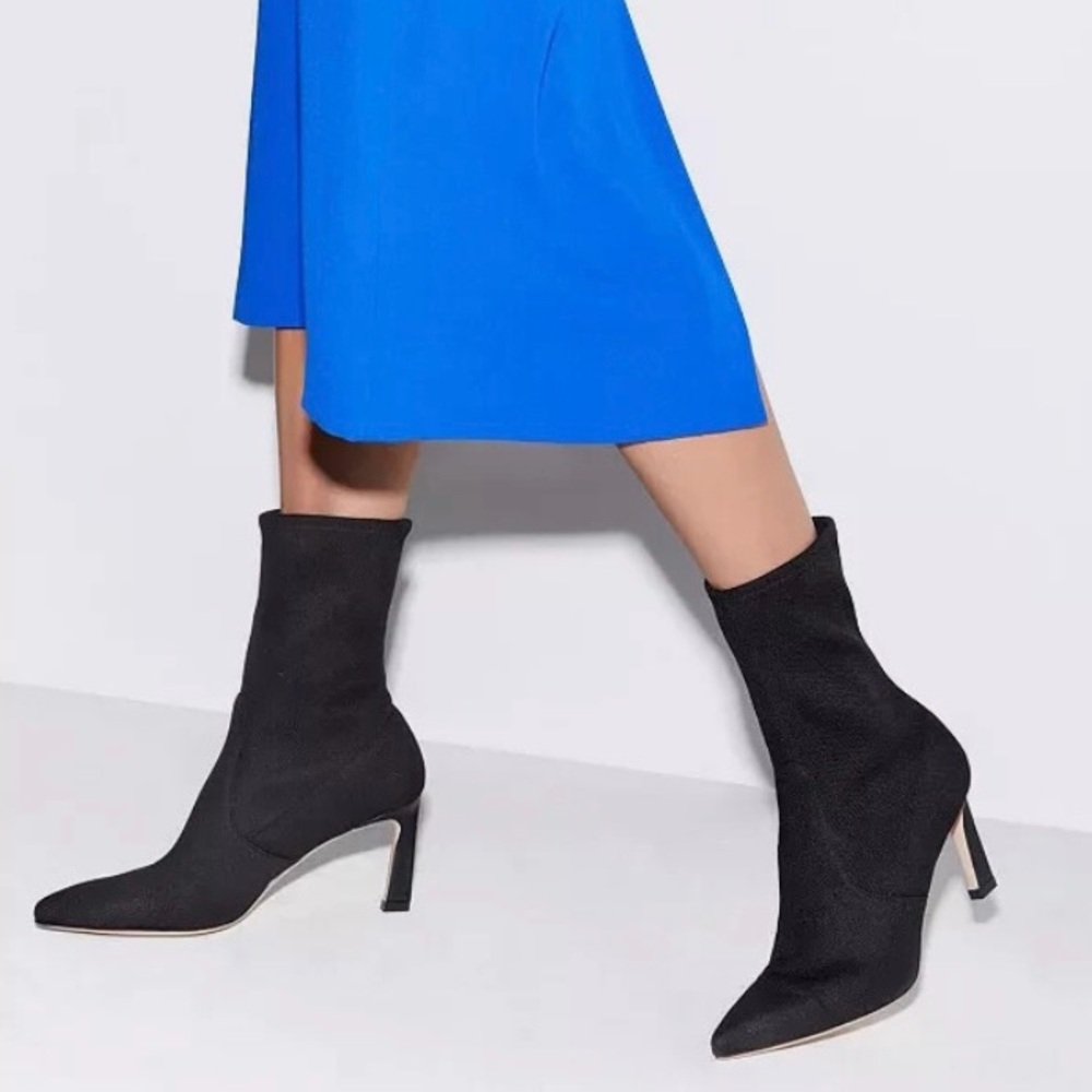 Stuart Weitzman Rapture 75 Black Suede Bootie